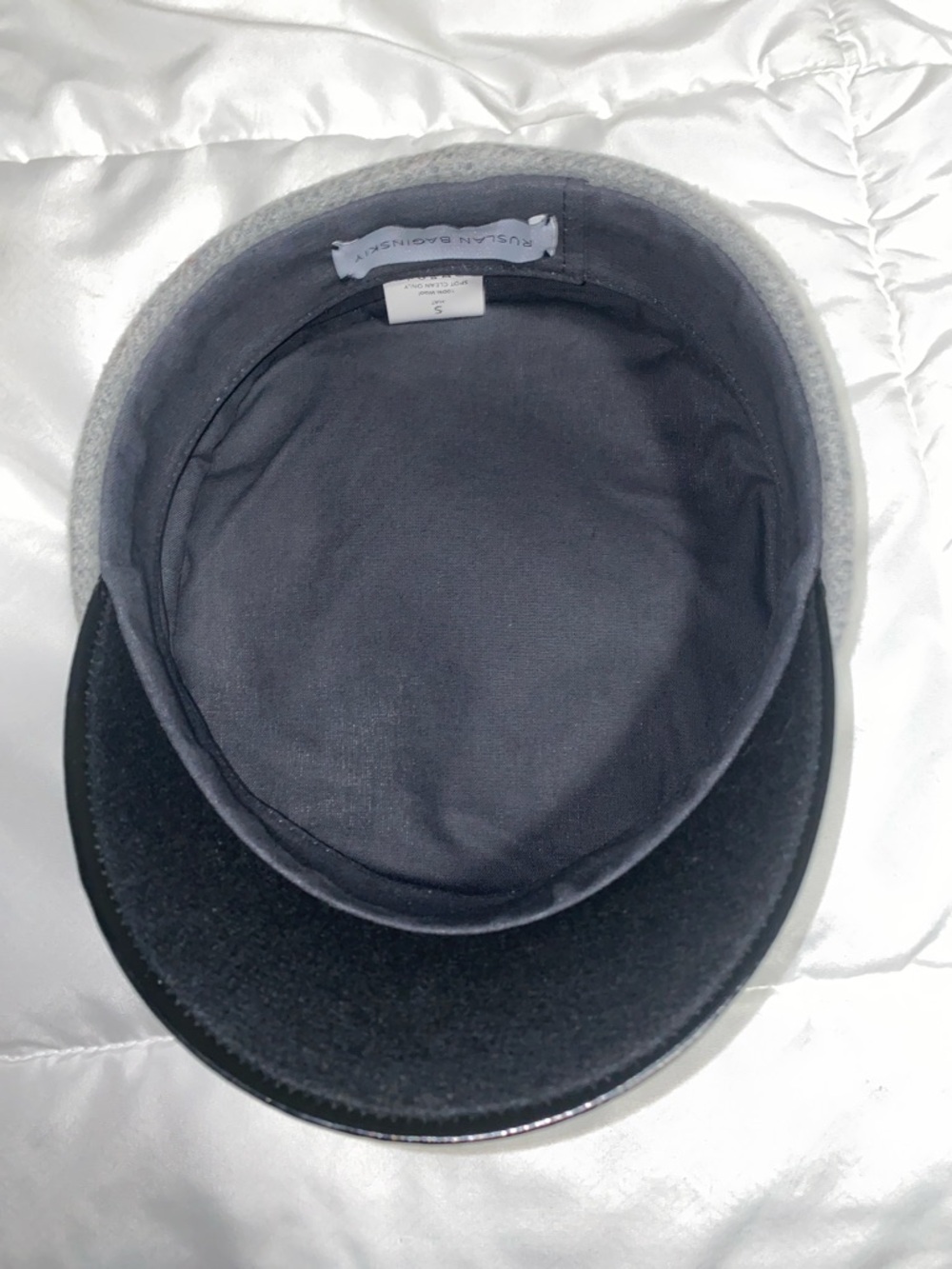 Gray Wool Visor Cap with Black Embroidery - Picture 2 of 3